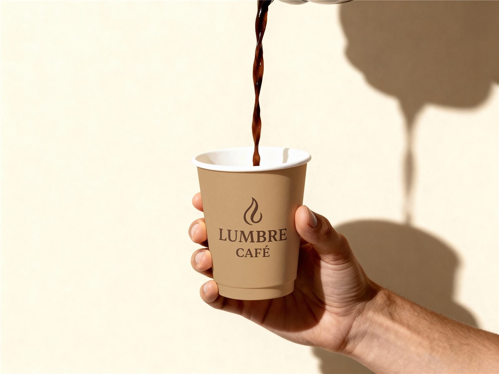 Sirviendo café en un vaso Lumbre